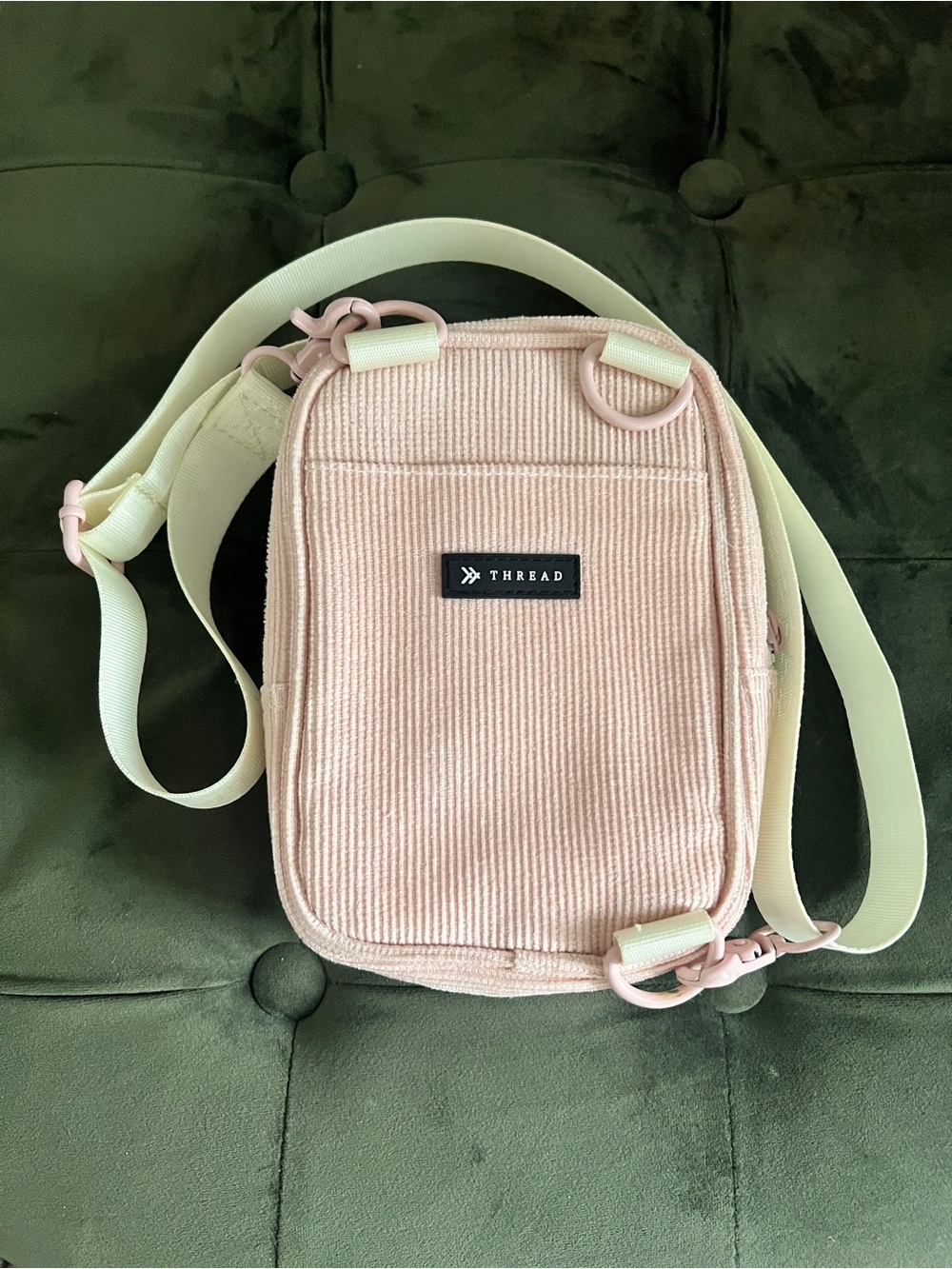THREAD Pink Corduroy Crossbody Bag with Adjustable Strap